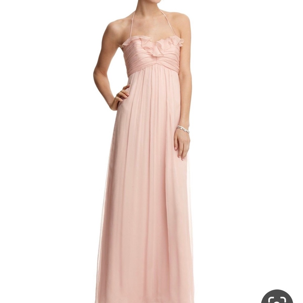 Amsale Ruffle Front Blush Chiffon Dress
